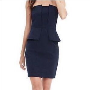 Banana Republic Navy Strapless Peplum Dress, size 2 Petite